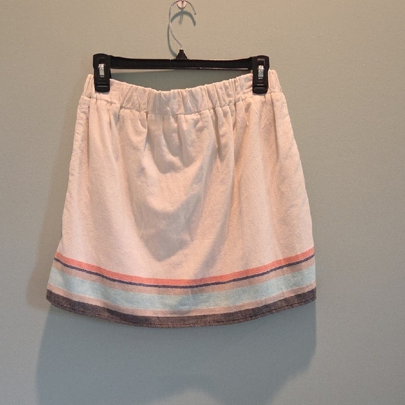 Old Navy Cream With Stripes Mini Skirt Women's Size S 100% Cotton With Pockets - Picture 4 of 8